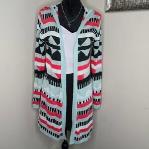 Allison & Brittney multi colored hooded cardigan